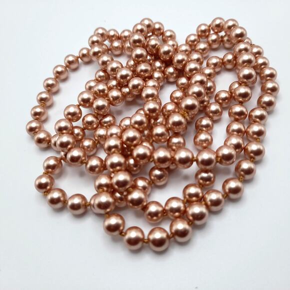 Vintage Faux Pearl Long Necklace, No Clasp, 58 Inches, Hand-knotted - Picture 4 of 11